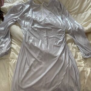 White silver mini dress